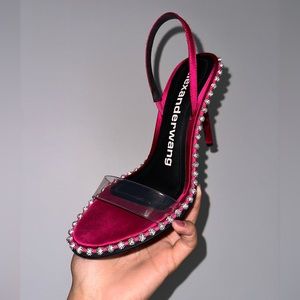 Alexander Wang Nova Crystal Satin PCV Slingback Sandal